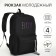 A backpack with a zipper, an outer pocket, the color is black