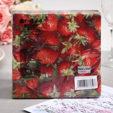 Paper Nev Line Fresco "strawberries", 2 layers, 33*33 cm, 20 pcs.-1