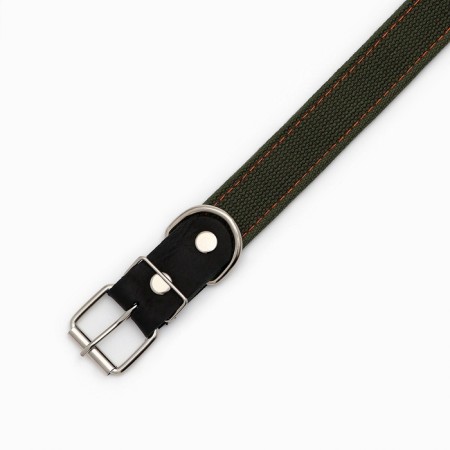 The collar of a canvas two-layer, 68 x 3.5 cm, Osh 30-55 cm, dark green-1