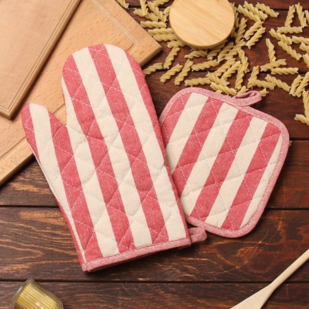 Set of kitchen. Dolyana strip color red, mittens-prich.28x17cm, severity 17x17 50% p/e 50% HL