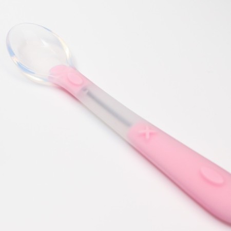 A spoon for nursery for feeding silicone, from 5 months, pink color-2