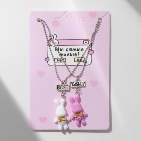 Kuulons "Uzolnutor" hares, white-pink color in silver, 40 cm-1