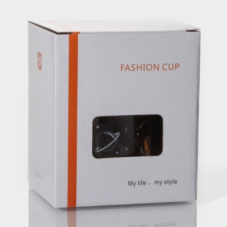Glass mug with a ceramic lid and tube "Cosmos", 500 ml, color mix-11