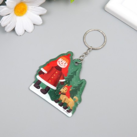 PVC keychain "Baby walks the dog - winter" Soft 6x5.9 cm-1