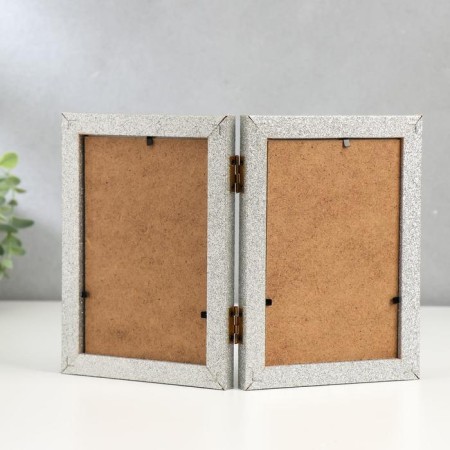 Photo frame Plastic in 2 photos 10x15 cm "Tergets" silver 18x26.5 cm-1