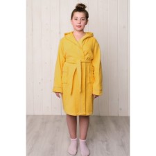 A dressing gown for a girl with a hood, yellow color, height 146, mahra