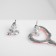 Emall earrings "melting" hearts, pink color in silver