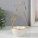 Souvenir ceramics, metal stand "cat" white with gold 9.8x8.3x17.7 cm