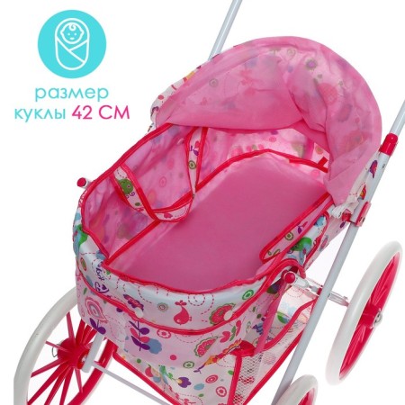 Stroller for dolls is universal, with a basket, bag, metal frame-5