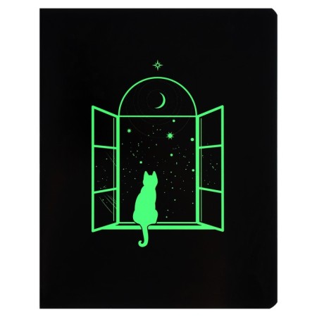Notebook of 48 sheets in a cage on a clip "Magic", cover shaking cardboard, VD-smoke, fluorescent paint, mix-2