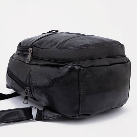 Women's backpack made of artificial leather with lightning, black color-2