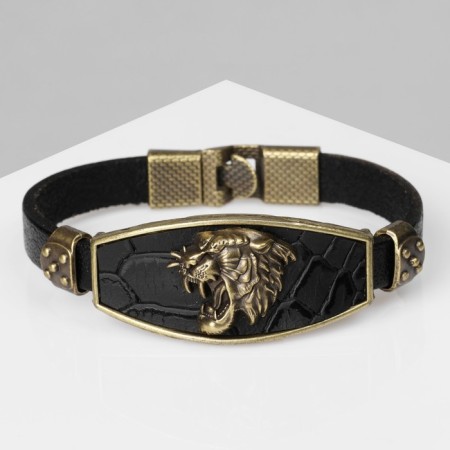 Bracelet Unisex "Atlant" tiger, black color with black gold, 22 cm