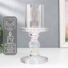 Подсвечник стекло на 1 свечу "Честность" d-3,5/8,5/10 см радужный прозрачный 11,5х11,5х24 см   78771