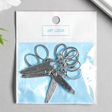 Decor Metal for creativity "Openland scissors" silver (A9361) 3.6x2.5 cm-2