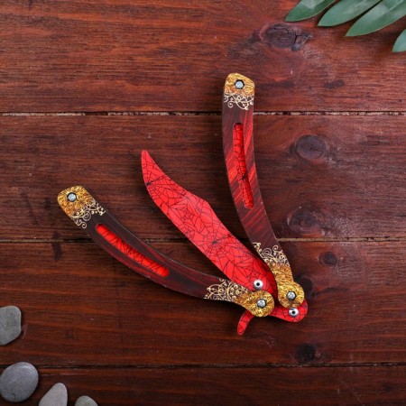 Wooden souvenir "Butterfly knife" red granite-1