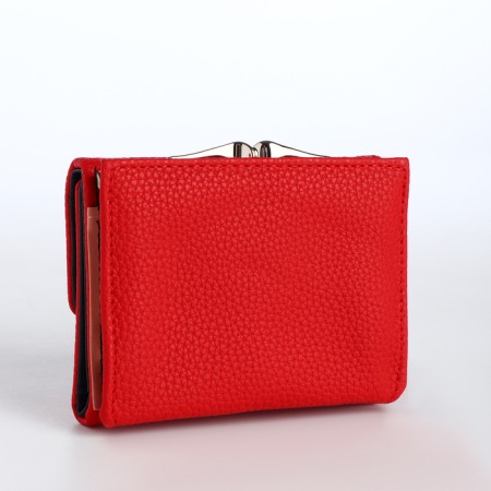 Women's wallet on the button, red color-1