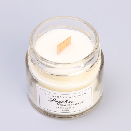 Aromatic candle made of soy wax in a bank, 75 g, pink champagne-3