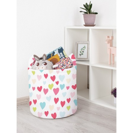 Basket for toys "Multi -colored hearts, size 35x35 cm