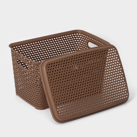 Storage box with a rattan lid, 23 l, 45 × 30 × 26.5 cm, brown color-3