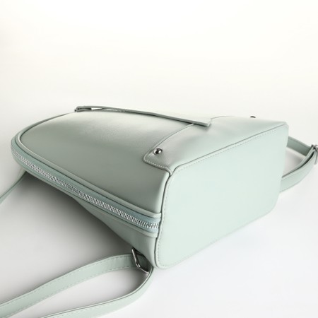 City backpack made of artificial leather with lightning, green color-4