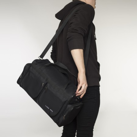 Road bag with lightning, 4 outer pockets, long belt, black color-3