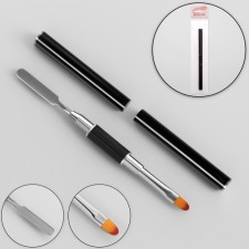 Acryl-gel brush, petal, 14 cm, d-6 × 9 mm, black/silver color