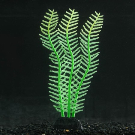 Silicone aquarium plant, luminous in the dark, 4.5 x 15 cm, green