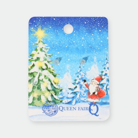 Earrings "Santa Claus" and Christmas tree, colored in gold-3