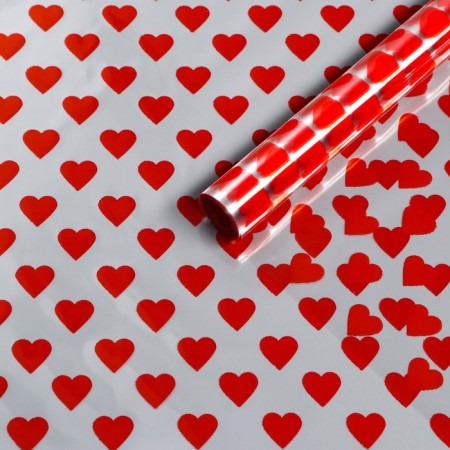 Film Color "Hearts", red, 0.7 x 7.6 m, 40 μm, 200 grams-1