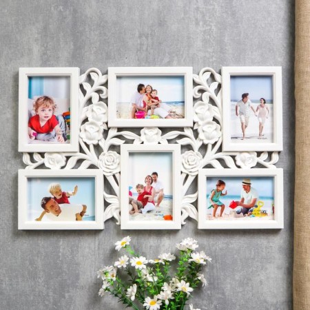 Photo frame plastic in 6 photos 10x15 cm "Bush rose" white 35.5x56.5x2 cm
