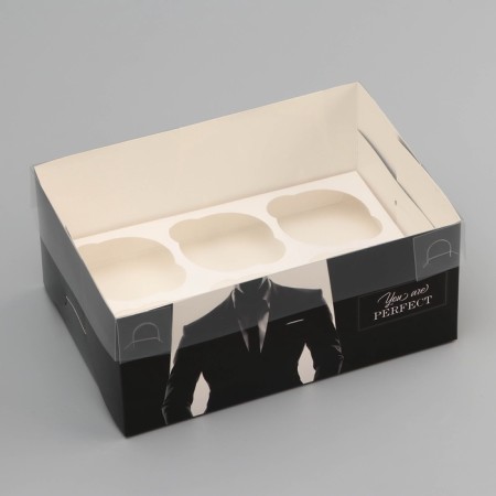 Box for 6 cupcakes with a transparent lid, "Male forar", 23 × 16 × 10 cm, confectionery packaging-1