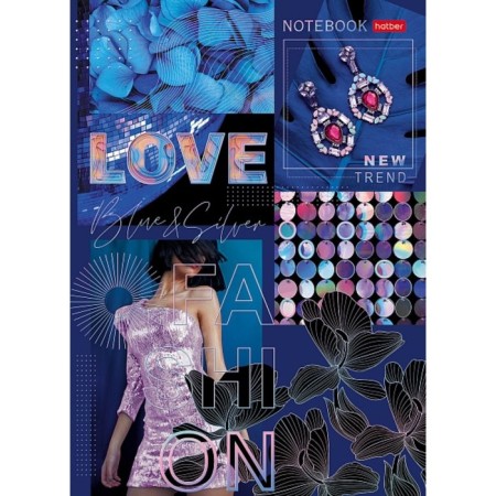 A4 business notebook, 80 sheets, in the "Fashion" cage, solid cover, matte lamination, 3D foil, block 60g/m2