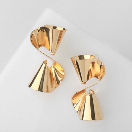 Earrings Metal "Balt" corrugated, color gold-1