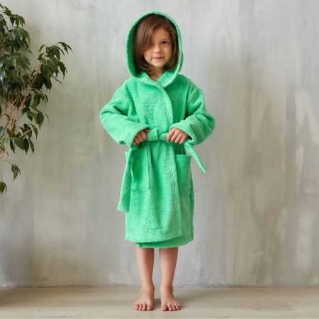 Terry dressing gown, size 28, green color, 320 g/m2, cotton 100% with AIRO-2