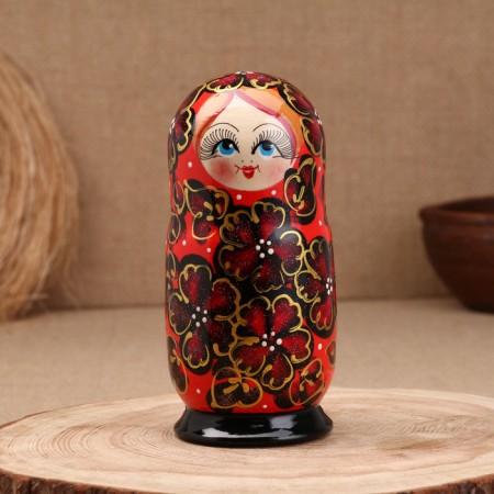 Matryoshka "Chamomile", red, 5-doll, 19 cm-1