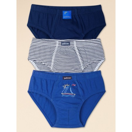 Panties for boys, height 116 cm, blue, dark blue, 3 pcs