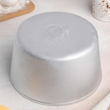 Bread form, 18 × 18 × 9 cm, medium, round, silver color-2