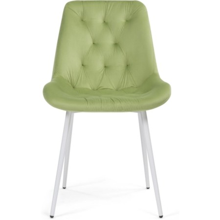 Chair on the Grass -Karkas Goyar Metal/Velur, White/Green 51x61x82 cm-1