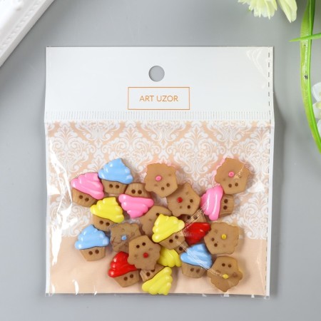 A set of buttons of decorative plastic "Capcakes" (set of 20 pcs) 1.6x1.7 cm-2