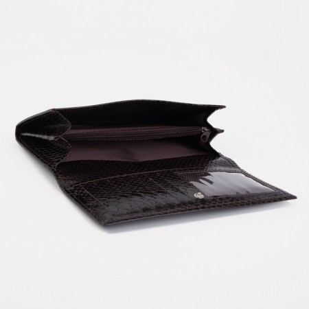 Women's wallet on the button, brown color-2