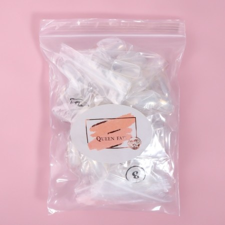 Tips for nail extension, 500 pcs, shape soft square, 10 sizes, color transparent color-5