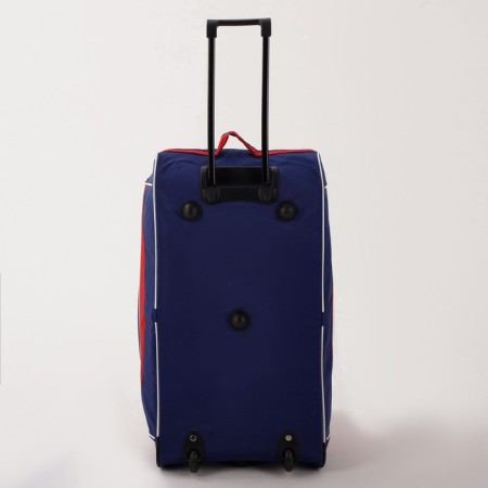 Road bag on wheels, a lightning department, shoes, 3 outer pockets, a long belt, red/blue color-2