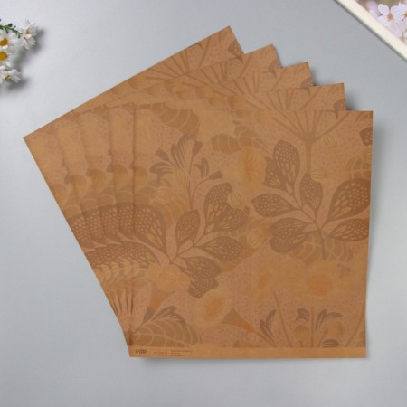 Scrapbooking paper bilateral craft "Flora" density 180 grams set 5 pcs 30.5x32 cm-5