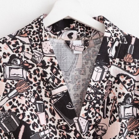 Women's bathrobe Ethel "Leopard" sleeve 3/4, size 50-52, waffle 200g/m2, 100% cotton-4