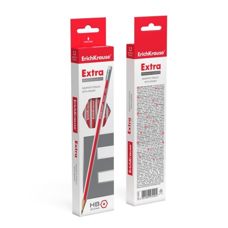 Chernographic pencil Extra Hb, Erichkrause, with an eraser, three -sided-2