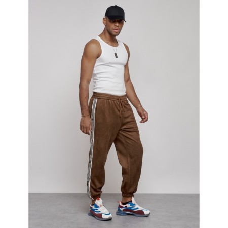 Joggers are sports male, size 50, brown color-3