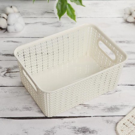 Storage basket with a “wicker lid”, 24.5 × 18 × 10 cm, color mix-3