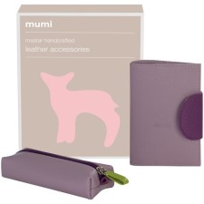 Gift set, cover for a passport on a button 13.8x9.7x0.6cm /Key of 14x5x4.5cm, lilac color