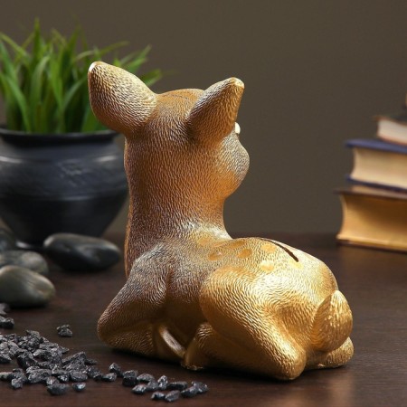 New Year's piggy bank "deer" gold 17x10x18cm-10