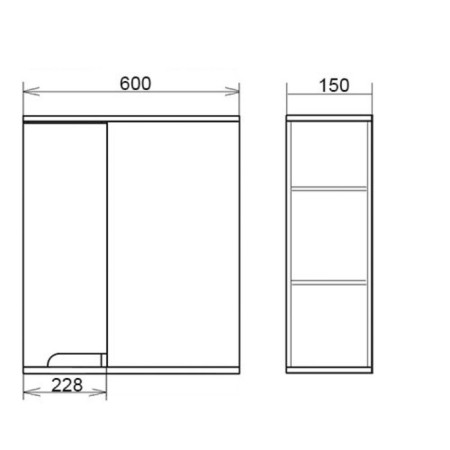 Cabinet-mirror Leon 60, left, gray color, 15 x 60 x 70-1
